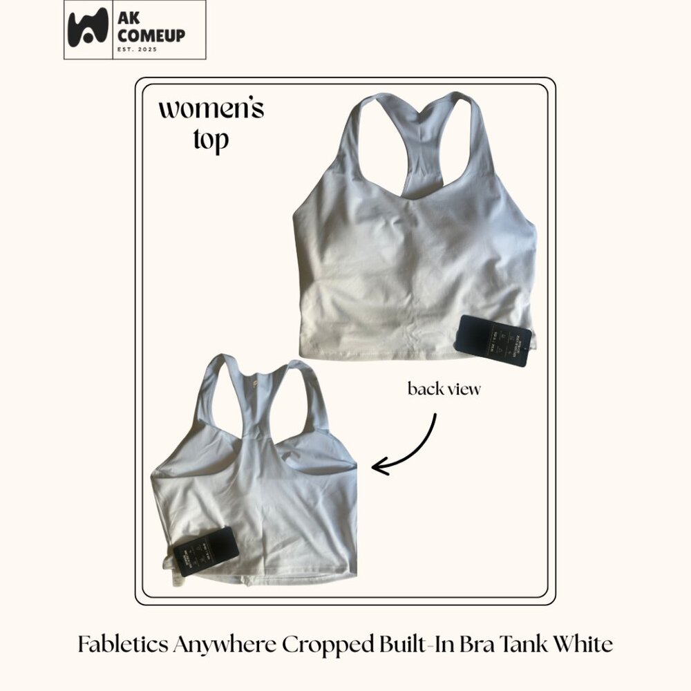 Fabletics Anywhere Cropped Built-In Bra Tank White
